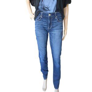 American Eagle Outfitters Blue Denim Super Stretch Skinny Jeans Size 8 X Long